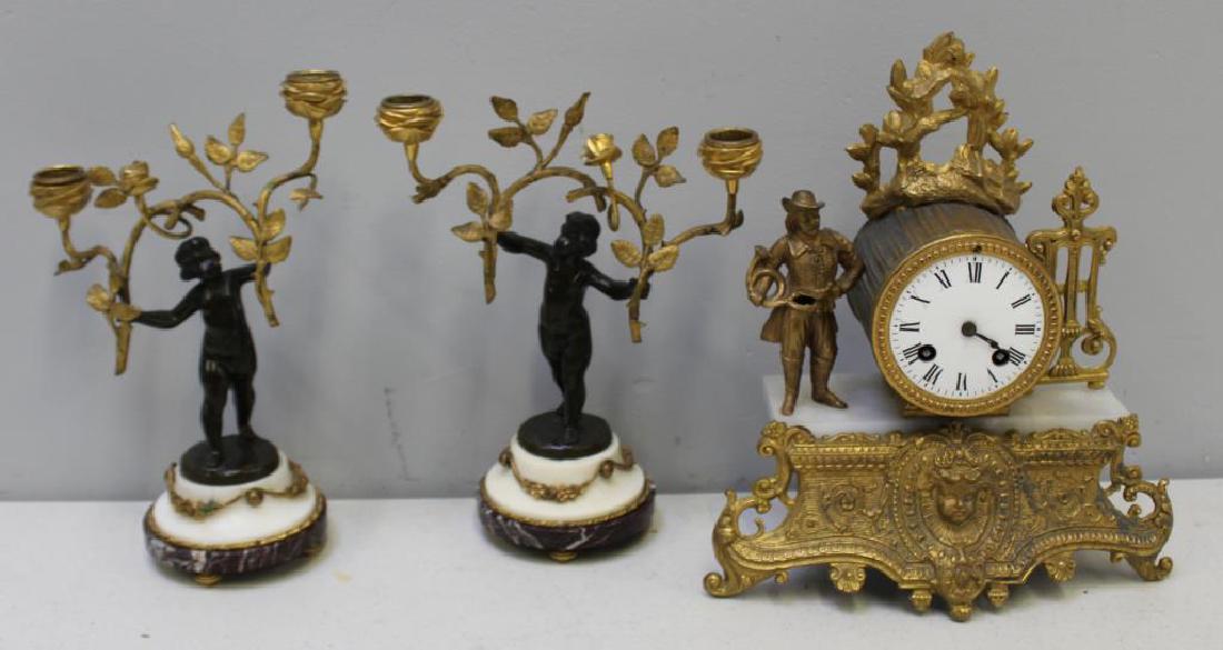 Antique Gilt Metal Figural Clock Together with (1 of 14)