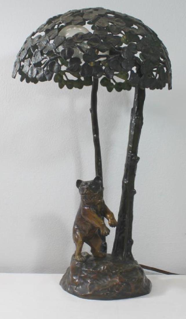 Tosca Signed Bronze Bear Beneath a Tree Lamp. (1 of 17)