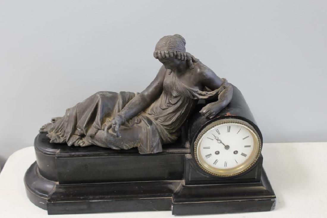 Antique Pot Metal and Marble Figural Clock. (1 of 8)