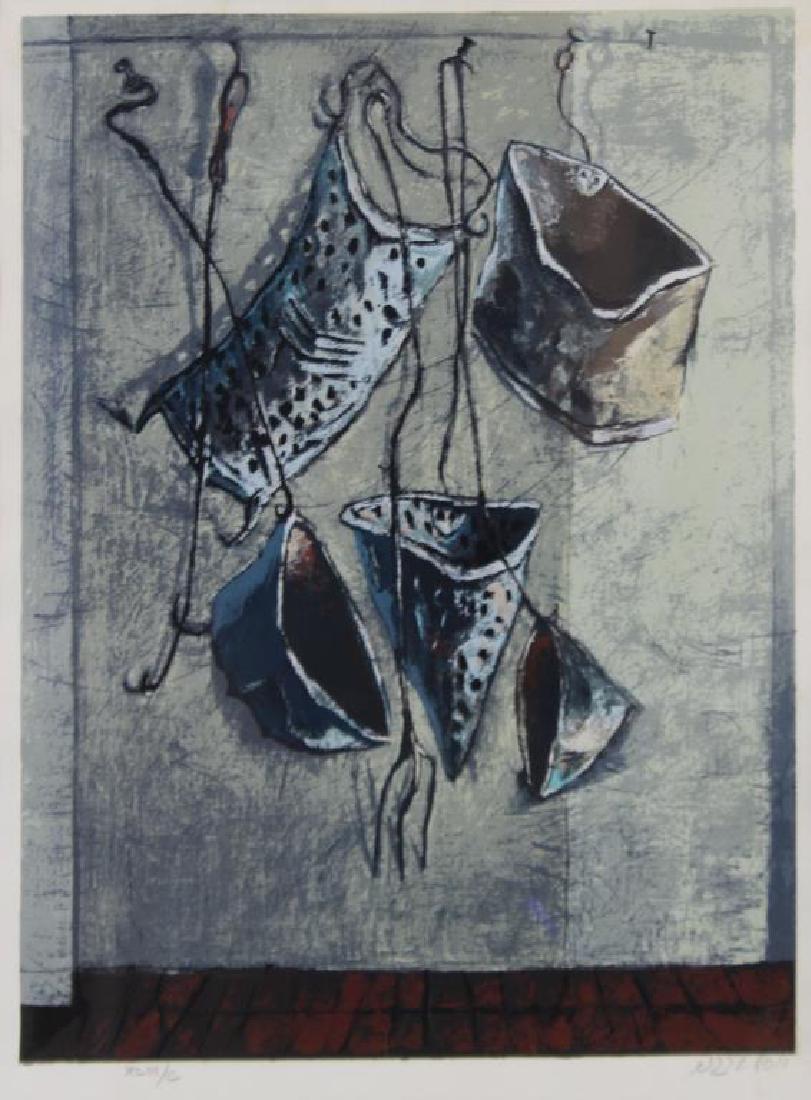 SIGNED in Hebrew. Color Lithograph. Still (1 of 6)