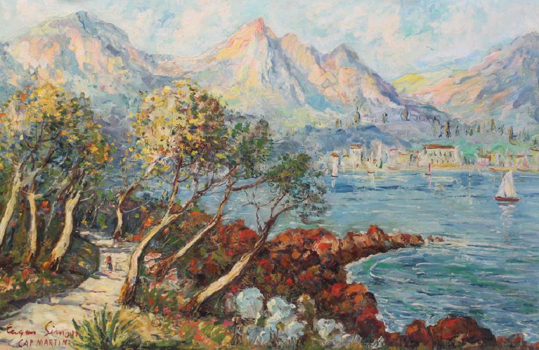 SIMON, E. OIl on Canvas. "Cap Martin". (1 of 7)