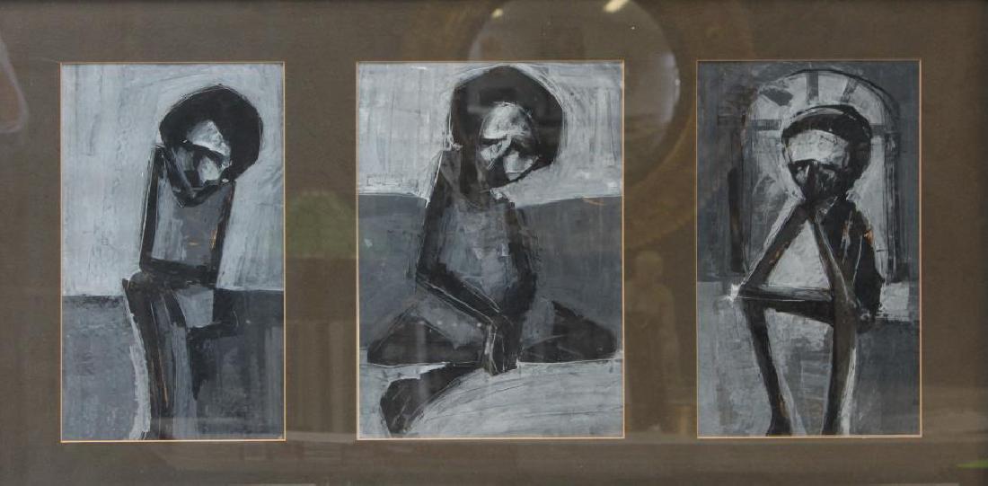 SIGNED J. Sima?. Watercolor. Triptych. (1 of 8)