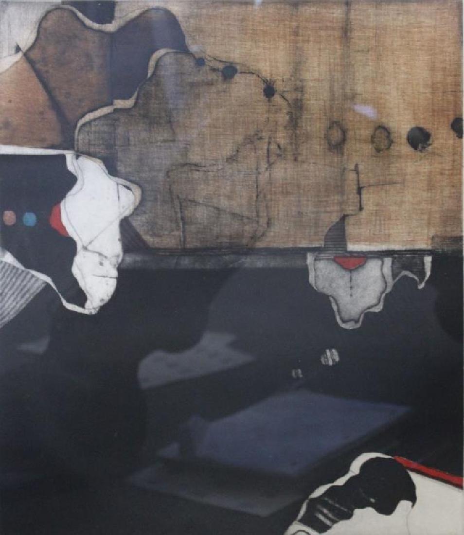 ARAKI, Tetsuo. Aquatint. Abstract.: Signed lower right. From assorted collections and a Larchmont, NY storage. - Dimensions: 15.5" high x 13" wide