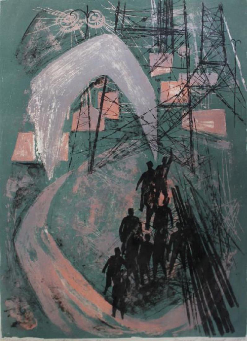 ILLEGIBLY Signed. Color Lithograph. Abstract. (1 of 6)