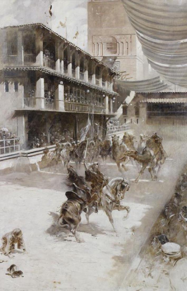 CASTAIGNE, Andre. Oil on Board. Battle Scene. (1 of 8)