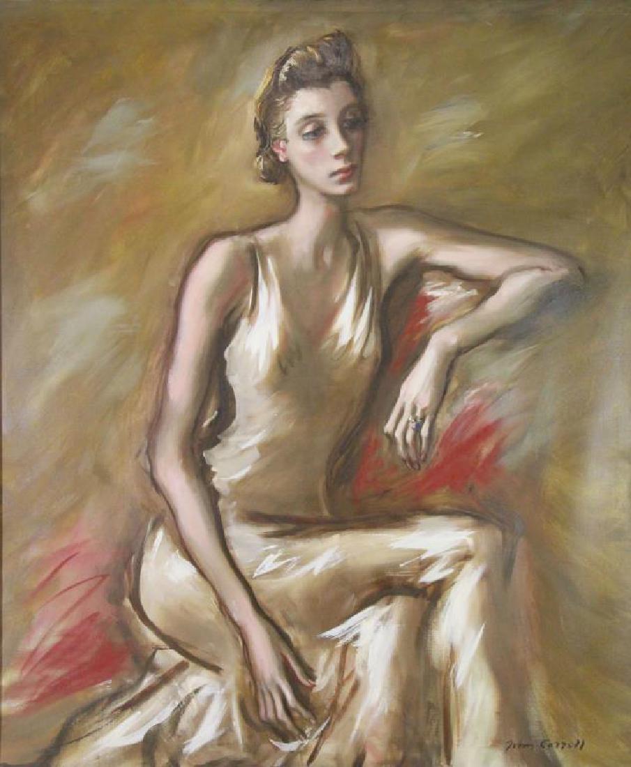 CARROLL, John. Oil on Canvas. "Betsy".: Signed lower right. Exhibited at the Detroit Institute of Ar Annual Exhibition for Artists (date unknown) with old label preserved. John Wesley Carroll (American, 1892-1959). - Dimensions: 55" high x