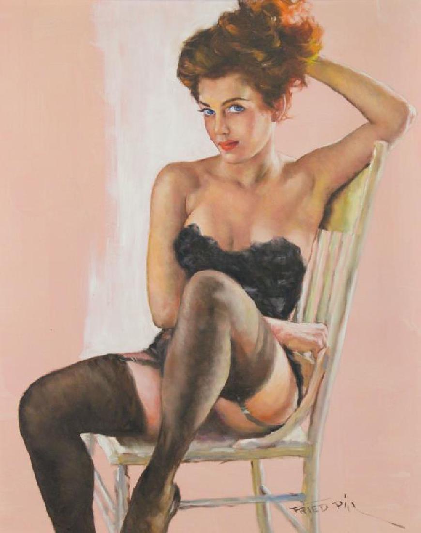 FRIED, Pal. Oil on Canvas. Seated Beauty. (1 of 8)