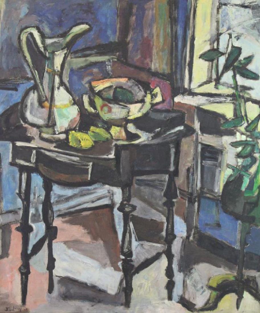 Unknown. Modernist Oil on Canvas. Interior Still (1 of 5)