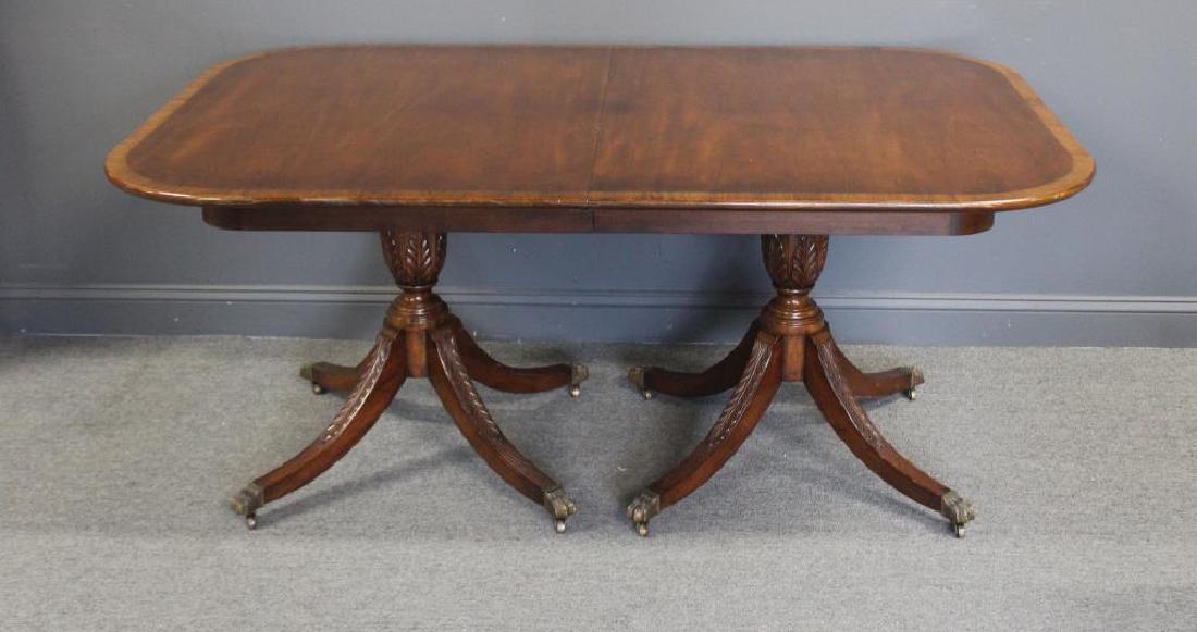 KINDEL. Signed Mahogany Banded Dining Table With (1 of 3)