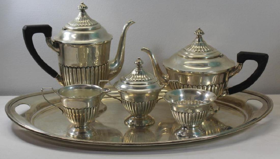 STERLING. 5 Pc. Ellmore Silver Co. Tea Service. (1 of 12)