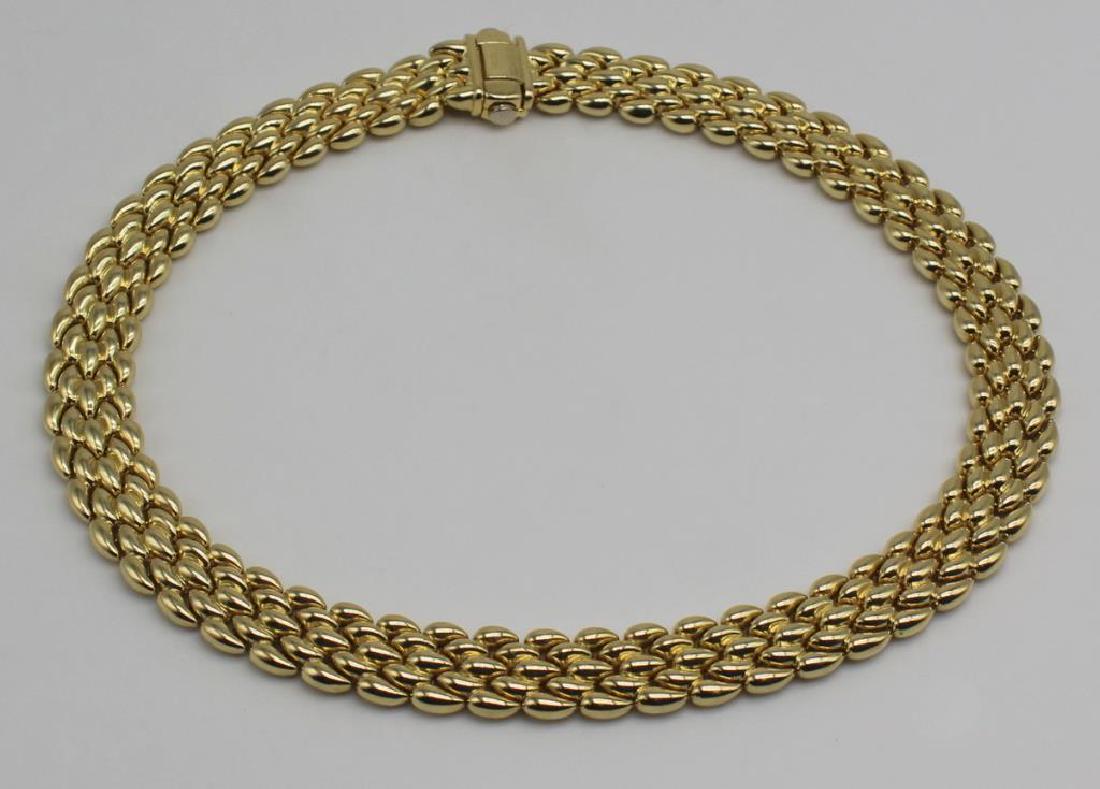 JEWELRY. Chimento 18kt Gold Articulated Necklace.: Chimento 18kt yellow gold articulated necklace. Closure inscribed, "Chimento" with additional marks of, "750", with Italian national mark of VI signifying this piece was made in Vi
