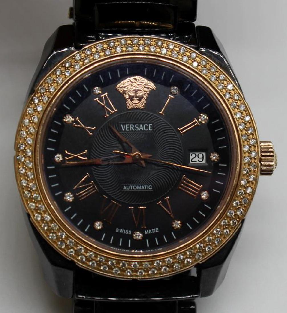 JEWELRY. Men's Versace Wrist Watch with Diamonds.