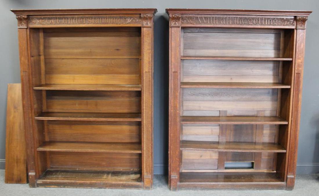 A Fine Pair Of Antique Oak Open Front Bookcases (1 of 9)