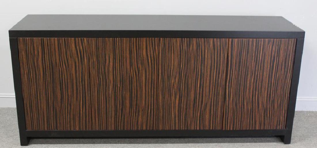 Contemporary Lacquered Zebra Front Cabinet.: Nice Quality and decorative . From a Westchester Estate. Dimensions : 80" w x 20" d x 35" h.