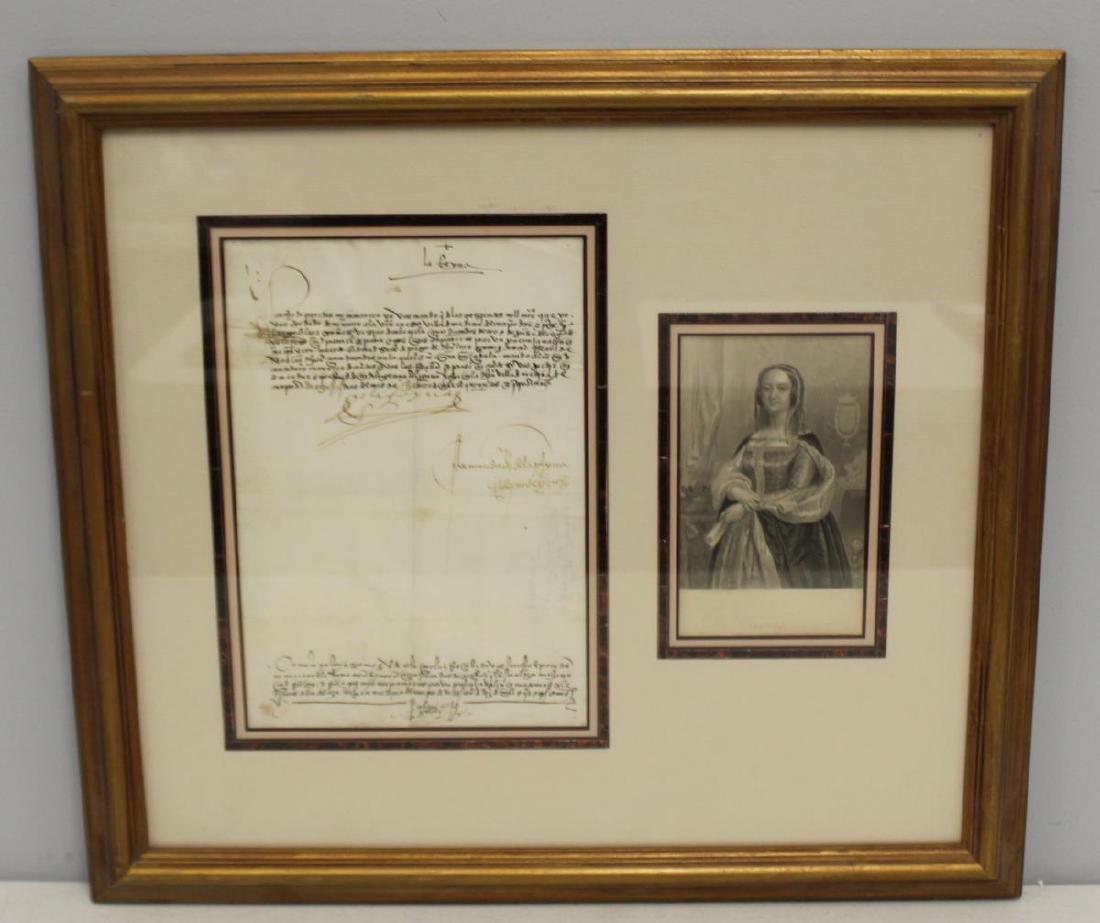 (Signed) Queen Isabella Of Spain Document Framed (1 of 5)