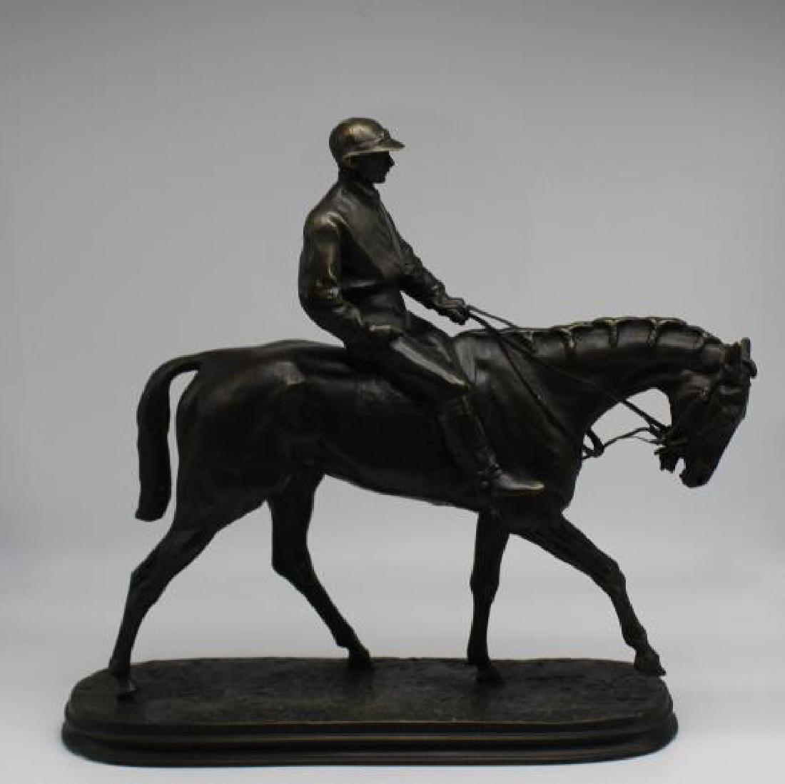 MENE,Pierre,Jules.(P.J).Signed Bronze Of A Horse: and Jockey. Signed (Pierre,Jules Mene French 1810 -1879 ). From a Long Island estate collection . - Dimensions: 9.5"Hx 10"
