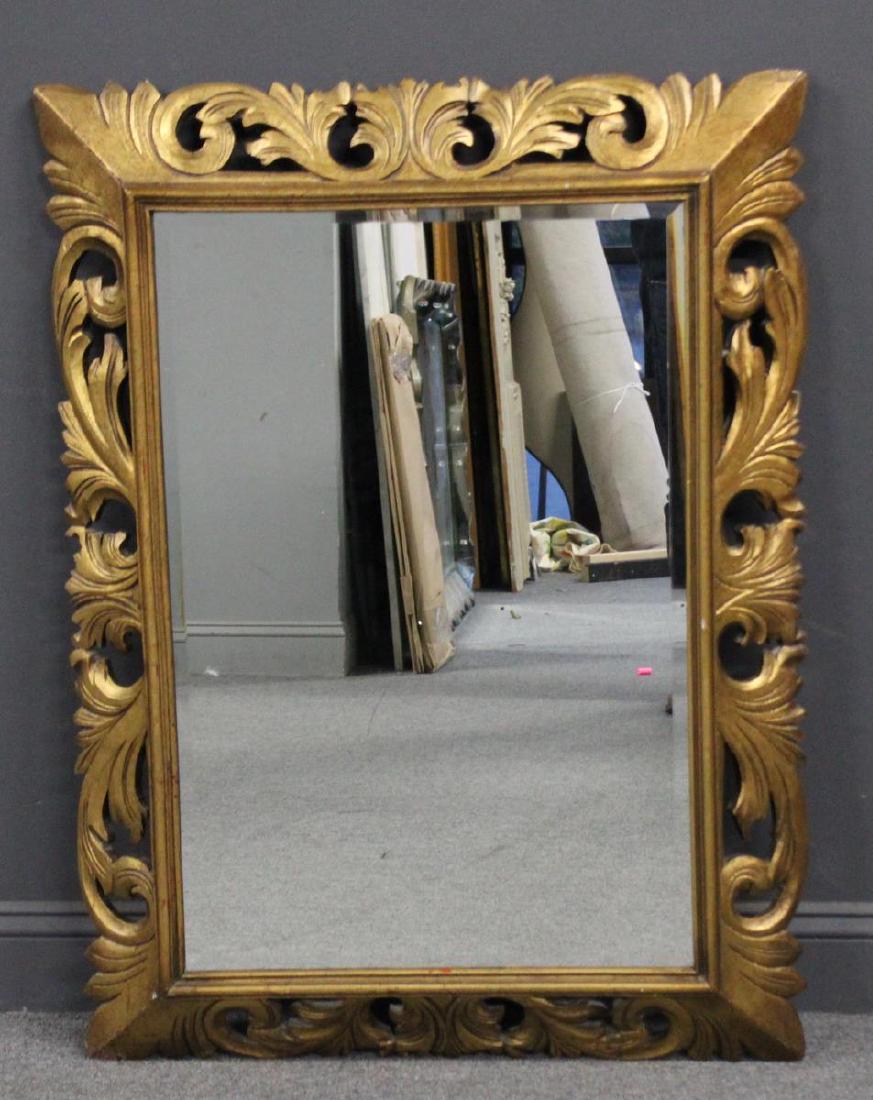 Antique Carved Giltwood Italian Mirror.: From a Scarsdale estate. - Dimensions: 32" w x 43" h