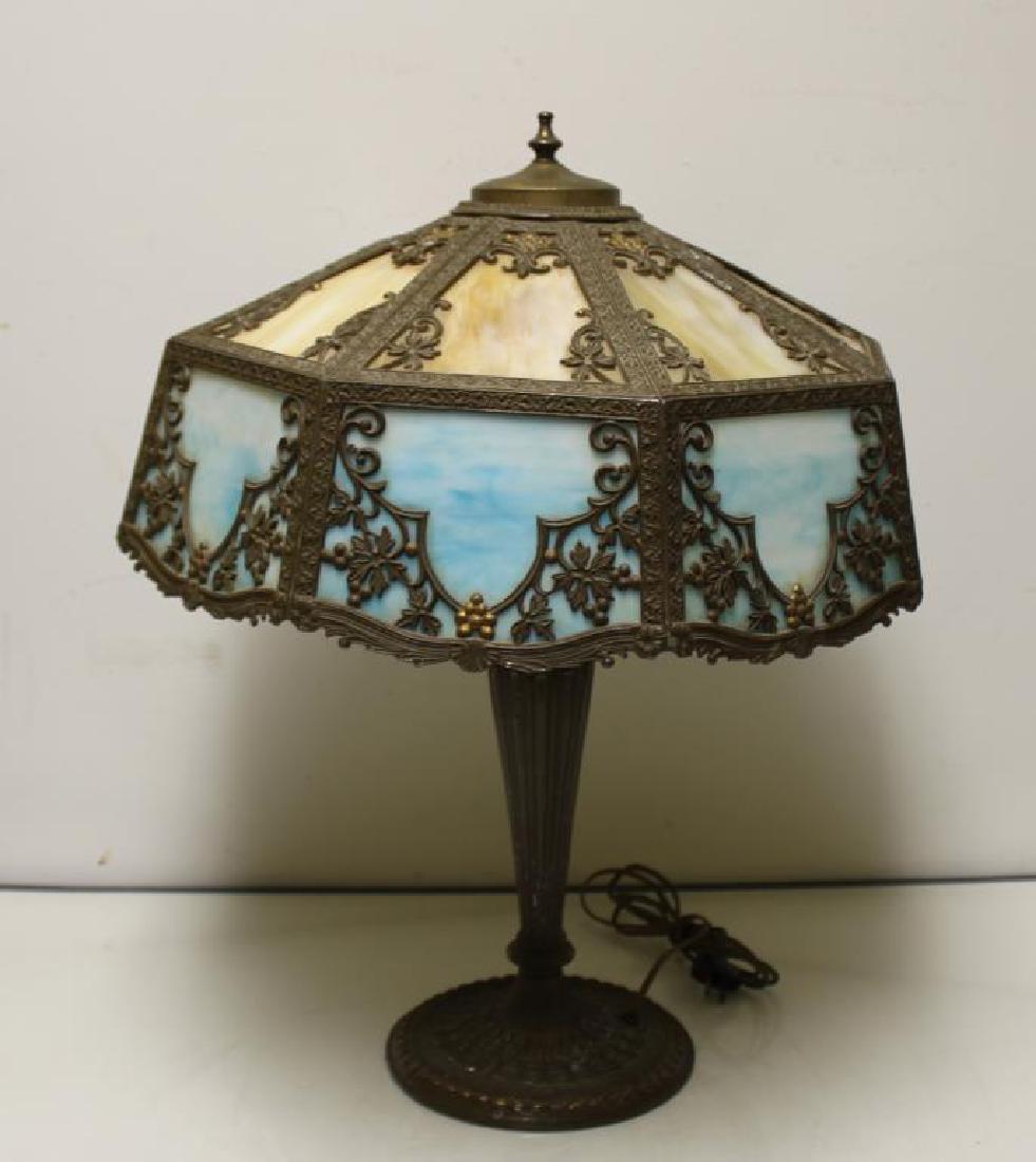 MONOGRAMMED. Slag Glass Table lamp, As / Is (1 of 8)