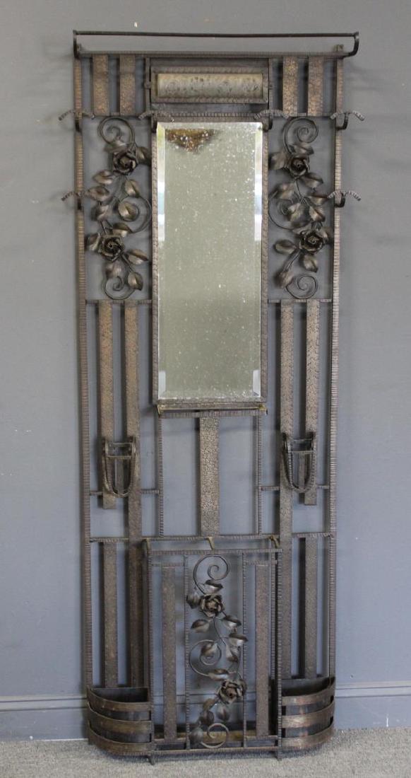 Art Deco French Patinated Iron Hall Tree Witl (1 of 9)