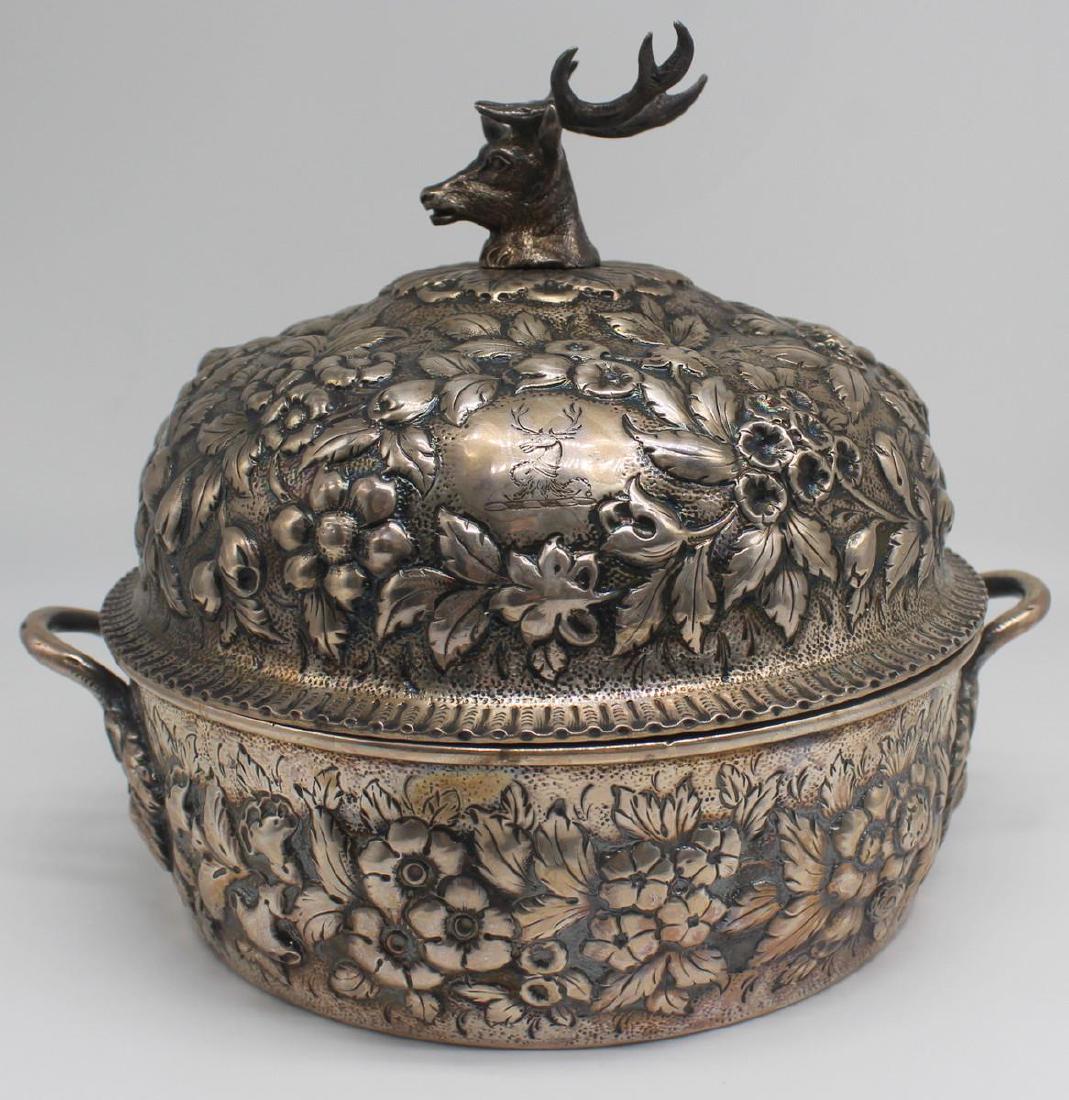 SILVER. A.E. Warner Coin Silver Repousse Bowl. (1 of 12)