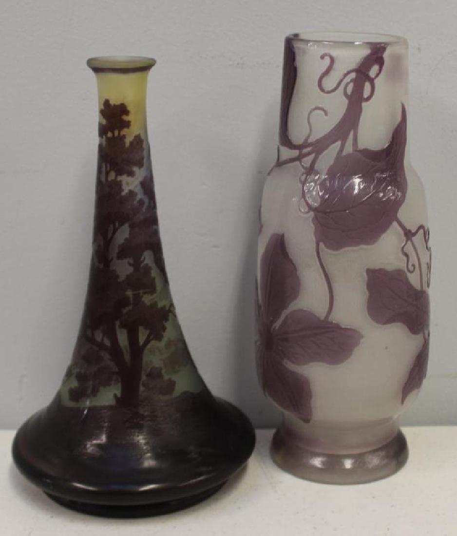 GALLE. Signed Lot Of 2 Cameo Glass Vases . (1 of 6)