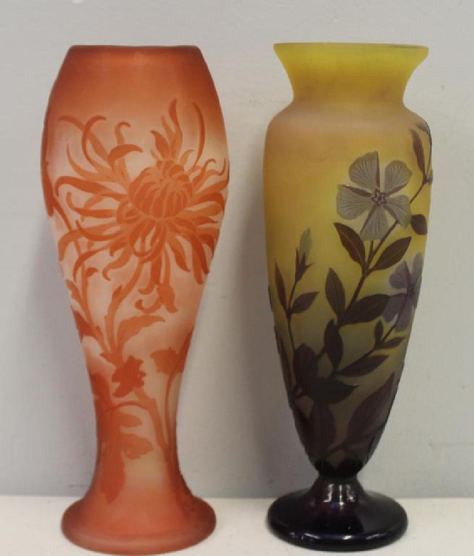 GALLE. Signed Lot Of 2 Cameo Glass Vases . (1 of 5)