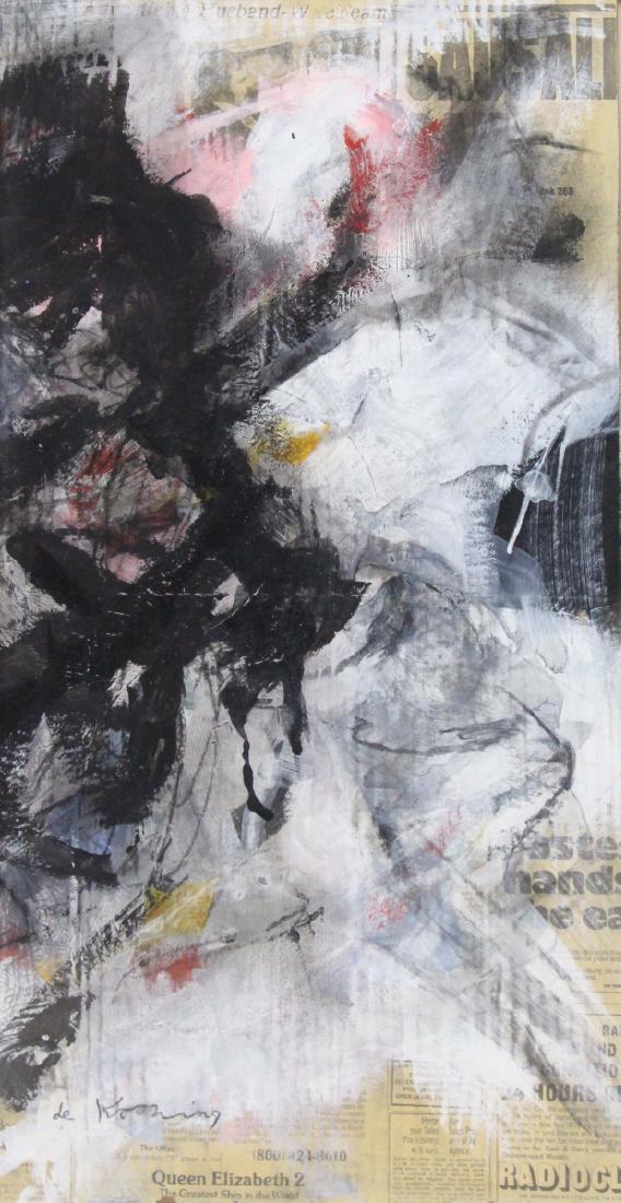 DE KOONING, Willem (attr.) Mixed Media on: Newsprint Laid on Cardboard. Abstract. 1973. Signed lower left. Signed and dated verso. Not authenticated by de Kooning Foundation. Willem De Kooning (Dutch, active in America, 1904-1997). From a Chev