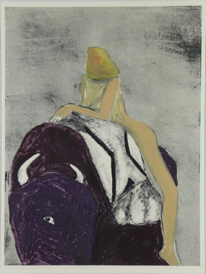 SCHOLDER, Fritz. Color Monotype. "Buffalo: Interior, 2". Signed lower right. Titled lower left. Fritz Scholder (American, 1937-2005). From an Upper East Side, NYC collection. - Dimensions: 37.75" high x 38.5" wide