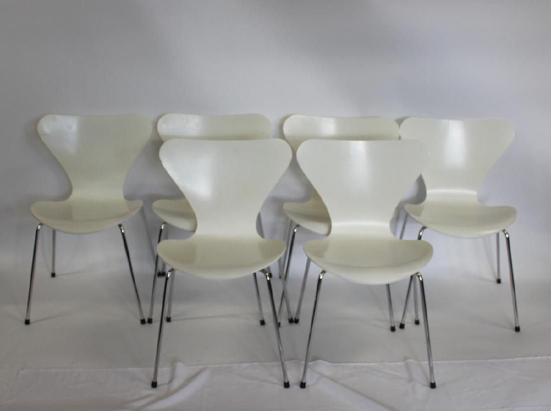 Fritz Hansen. Set of 6 Arne Jacobsen Chairs.: From The Danish Consulate NY. - Dimensions: 19.5" x 18.5" x 29.5" H