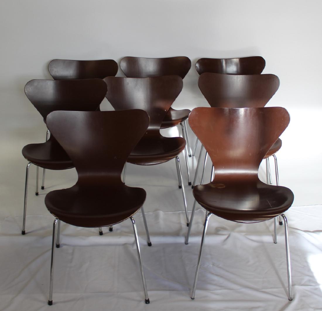 Fritz Hansen. Set of 8 Arne Jacobsen Chairs.: From the Danish Consulate NY. - Dimensions: 19.5" x 18.5" x 29.5" H