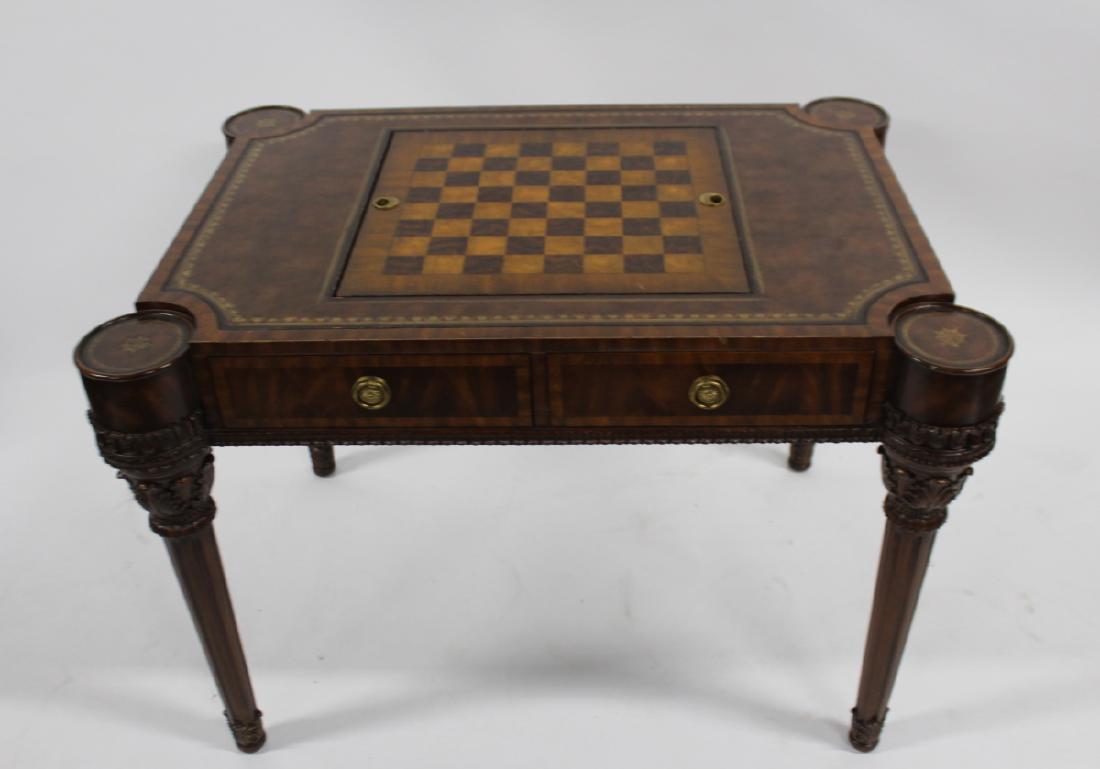 Maitland-Smith Leathertop Game Table.: Good looking table with interchangeable game top. From an Upper East Side NYC estate. - Dimensions: 44" x 32 1/4" x 30 1/2"