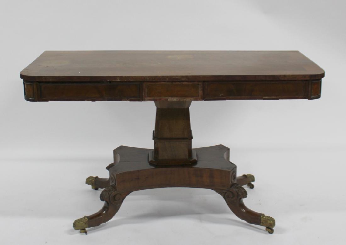 Antique Duncan Phyffe Style Sofa Table.: Good age and quality, as / is and from an Upper East Side NYC estate. - Dimensions: 52" x 22" D x 29" H