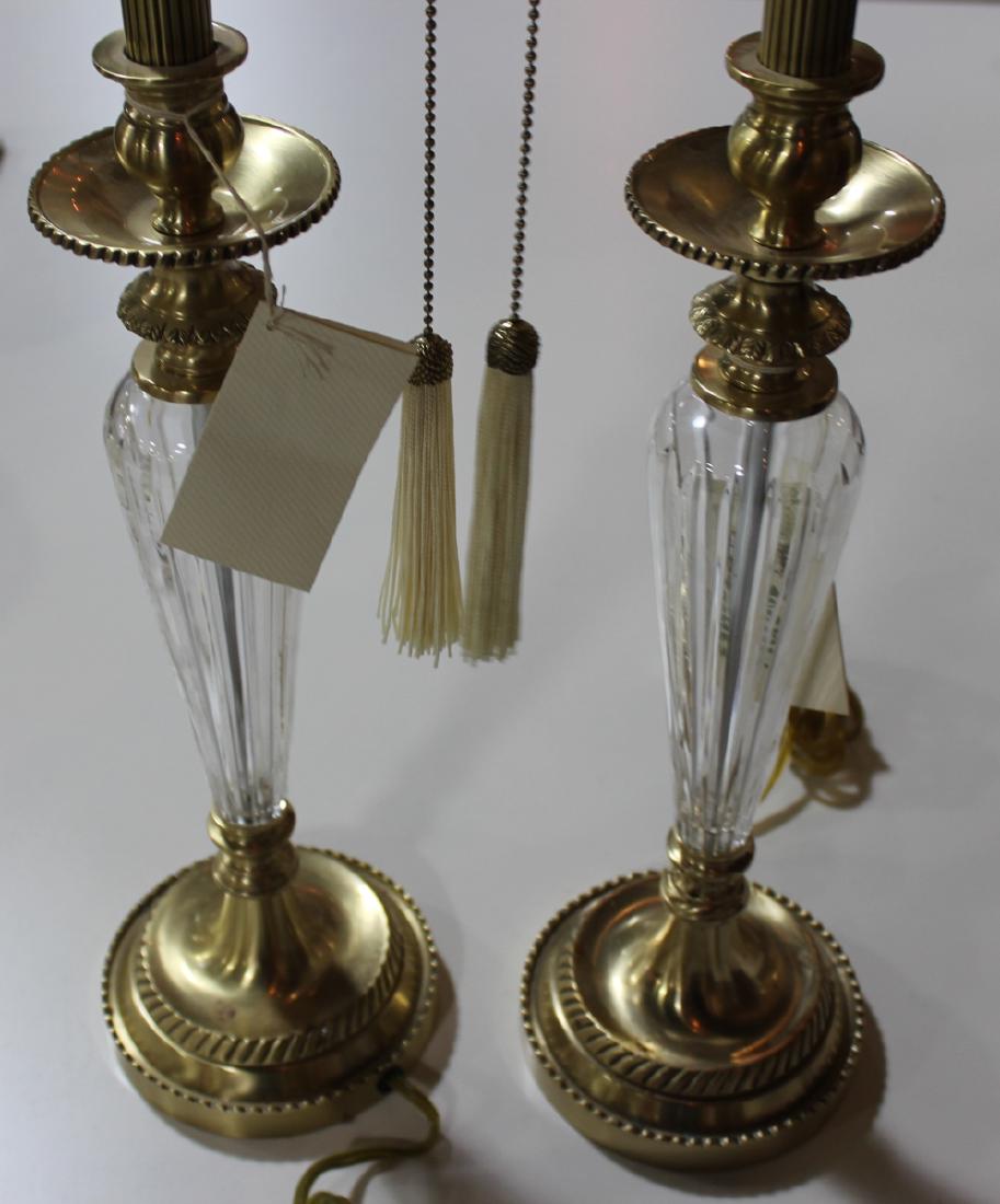 STICKLEY, Audi. Signed Pair of Glass &: Gilt Metal Lamps. From an Engelwood, NJ estate. - Dimensions: 27 1/2" H