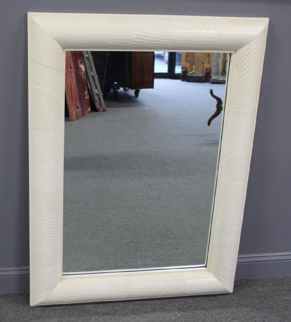 MIDCENTURY. Attributed to Karl Springer Mirror: From a Roslyn, NY estate. - Dimensions: 36.5" x 48.5"
