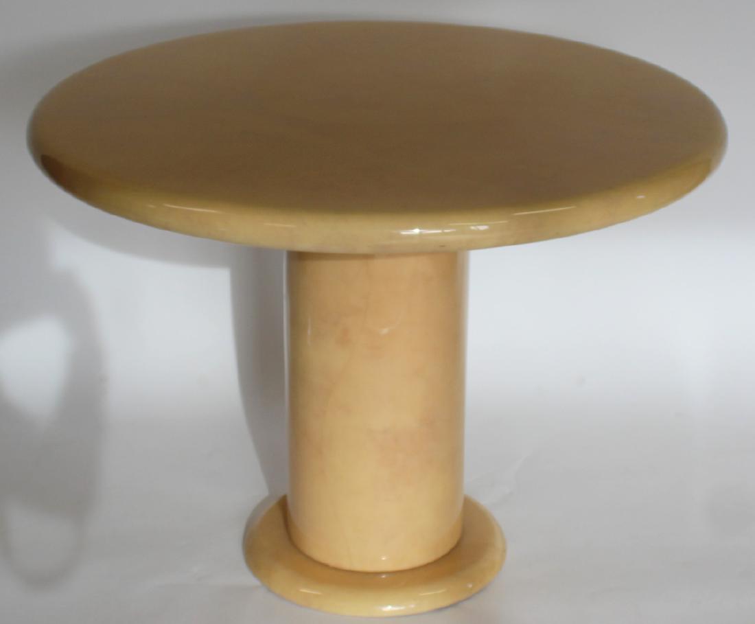 MIDCENTURY. Karl Springer Parchment Table.: From a NYC estate. - Dimensions: 39"dia.
