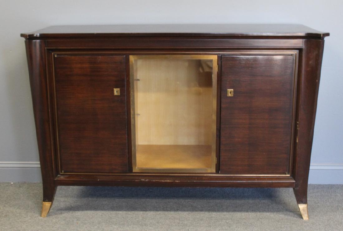 Art Deco Cabinet / Vitrine.: Nice quality with bronze feet. From a Greenwich CT estate. - Dimensions: 59"W x 20"D x 38"H