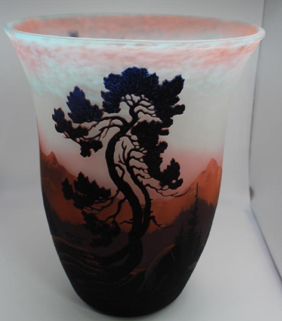 MULLER-FRERES. Signed Cameo Glass Vase.: Landscape with lake and trees. Signed Muller Freres and from a Long Island estate collection. Back in Auction from Bad Bidder : Arnaud Veilex France - Dimensions: 11.5" x 10"