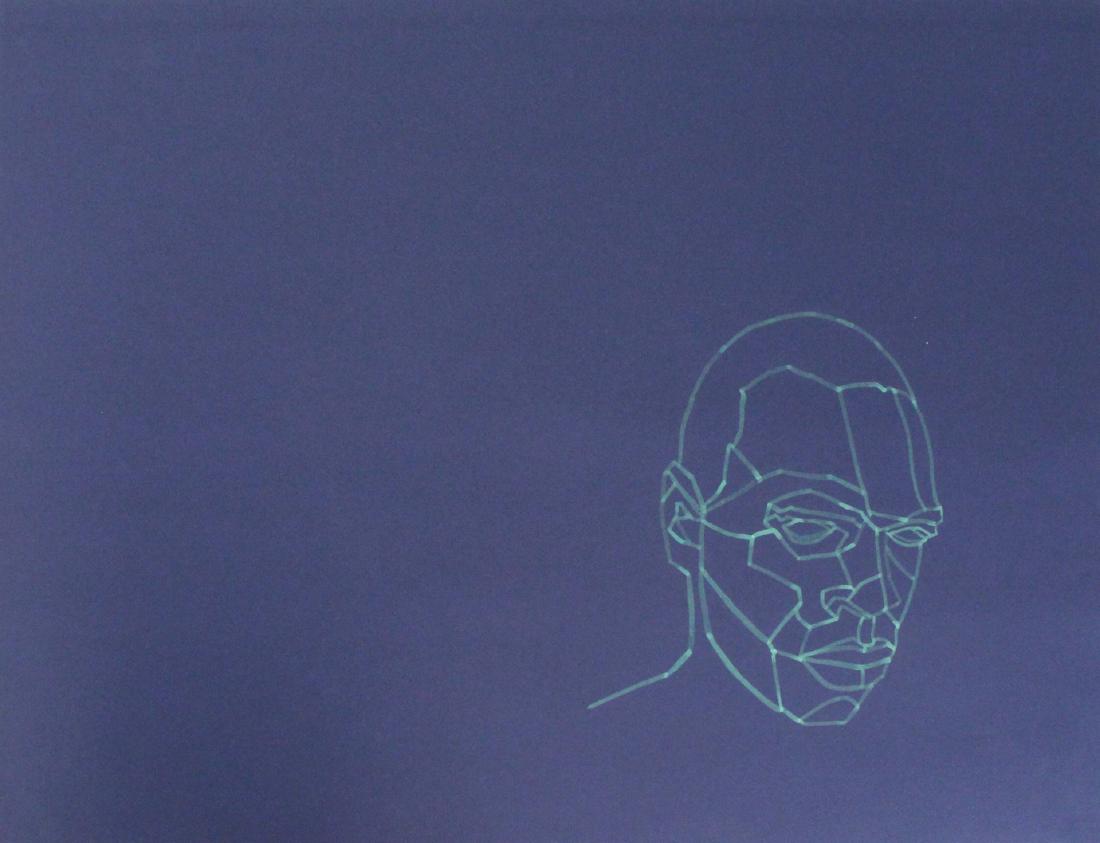 KORI NEWKIRK (AFRICAN-AMERICAN, b. 1970).: Bleach on paper. Untitled drawing of head. 2009. Signed and dated verso. Exhibited at The Project, New York February - March 2009. - Dimensions: 19.5" high x 25.5" wide
