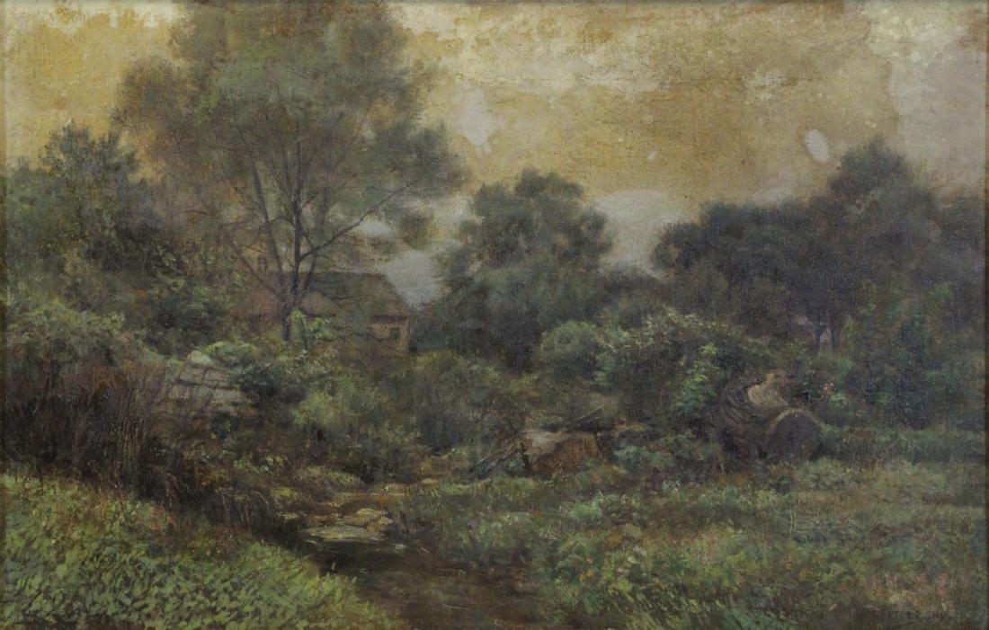 WILLIAM CROTHERS FITLER (AMERICAN, 1857-1915).: Oil on Board. Landscape. Signed lower right. From a Westchester County, NY collection. - Dimensions: 13.5" high x 19.5" wide