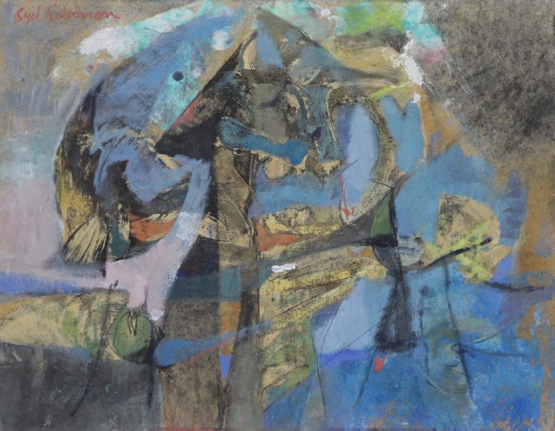 SYD SOLOMON (AMERICAN, 1917-2004).: Mixed media on board. "Bird". 1957. Signed upper left. Signed, dated, and titled verso. From a Greenwich, CT collection. - Dimensions: Sight: 17.5" high x 22.5" wide
