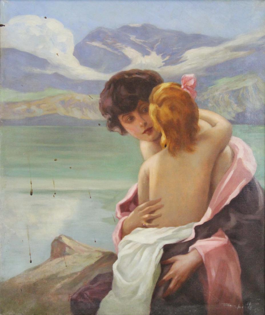 PAUL EMILE CHABAS (FRENCH, 1869-1937).: Oil on Canvas. Mother and Child. From a Rockland, NY collection. - Dimensions: 26" high x 21.5" wide