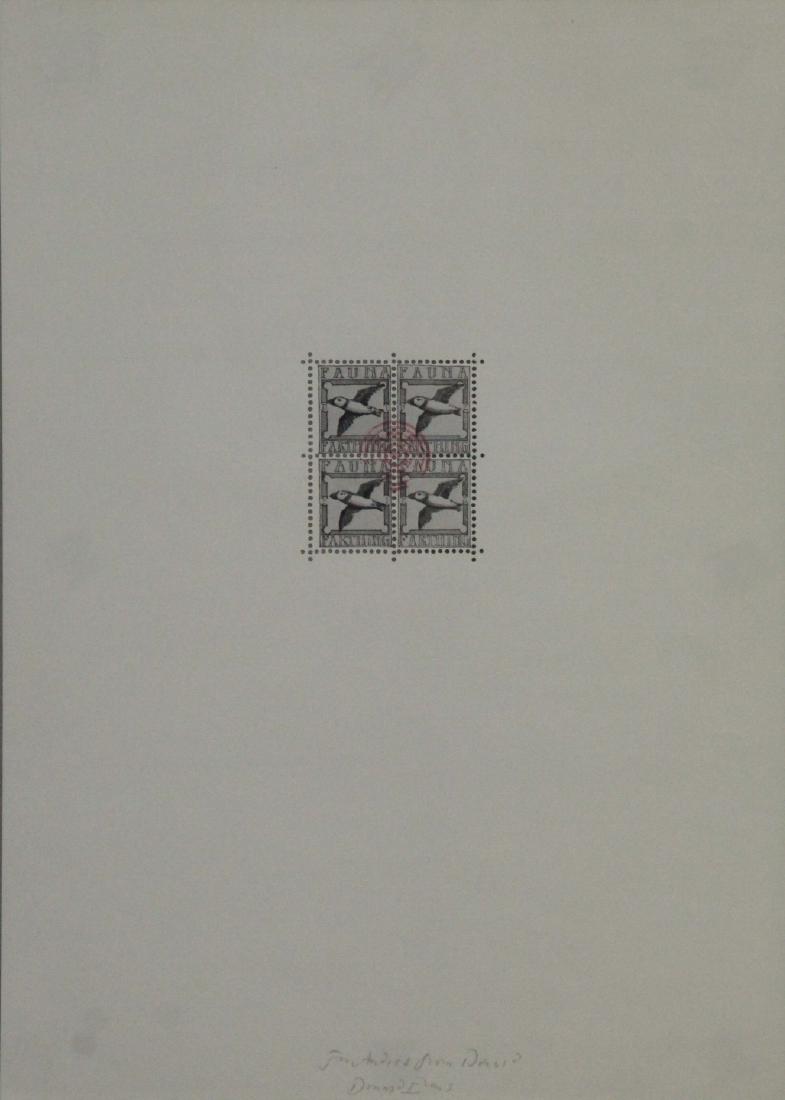 DONALD EVANS (AMERICAN, 1945-1977).: Offset Lithograph, with perforations. Stamps. From a Greenwich Village, NYC collection. Together with collected ephemera. - Dimensions: Sheet: 11.5" high x 8" wide