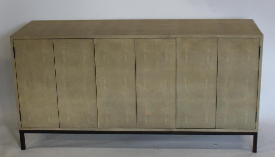 Vintage Shagreen Accordion Door Cabinet .: Nice quality and very decorative and from a Queens estate . - Dimensions: 64" x 20" 32"H