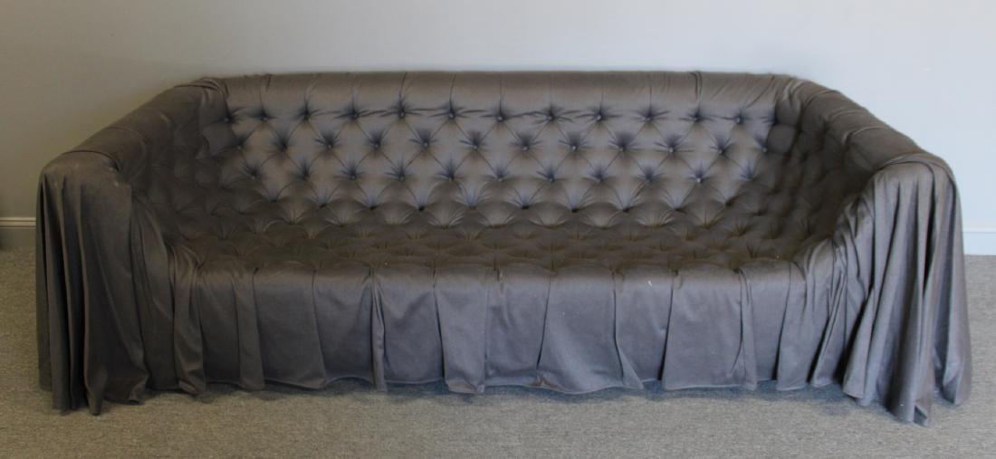 Raul Carrasco "Bella Grey" Upholstered Sofa.: Nice large size and comfortable. From a Fifth Avenue NYC estate. - Dimensions: 108" x 29"H x 38"D