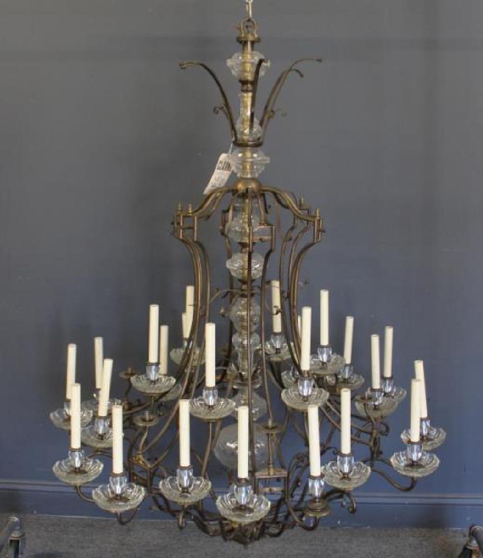 Antique Palace Size Gilt Metal and Crystal: Louis XV Style Chandelier ,great size From a Bronx NY estate. - Dimensions: 57" x 40"