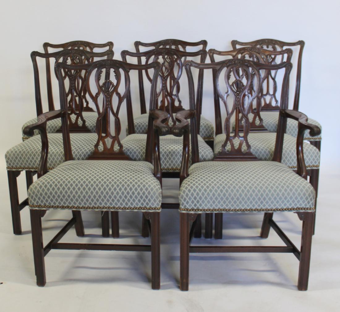 BENJAMIN FERBER . Set Of 8 Chippendale Style: Mahogany Chairs. 2 Arm and 6 side chairs from a Stamford CT estate. - Dimensions: 24" x 20" x 37"H