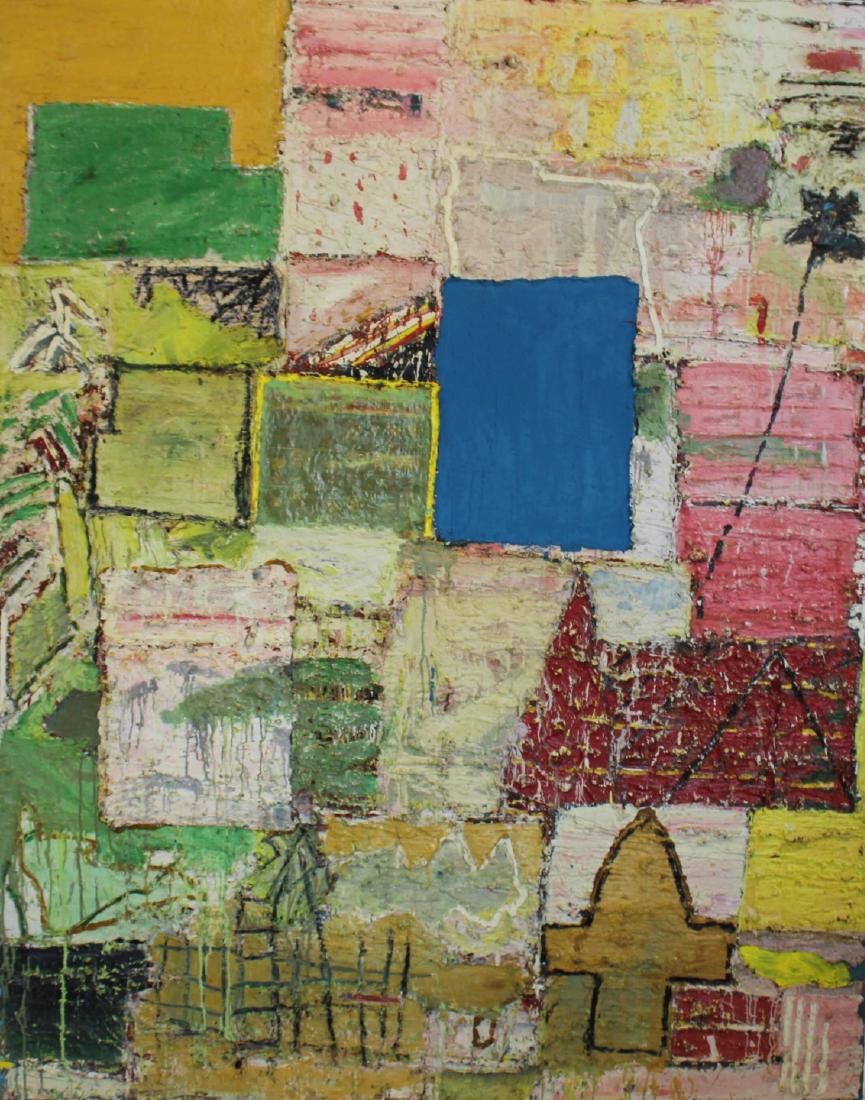 UNSIGNED. Large Heavy Impasto Abstract Oil on (1 of 5)