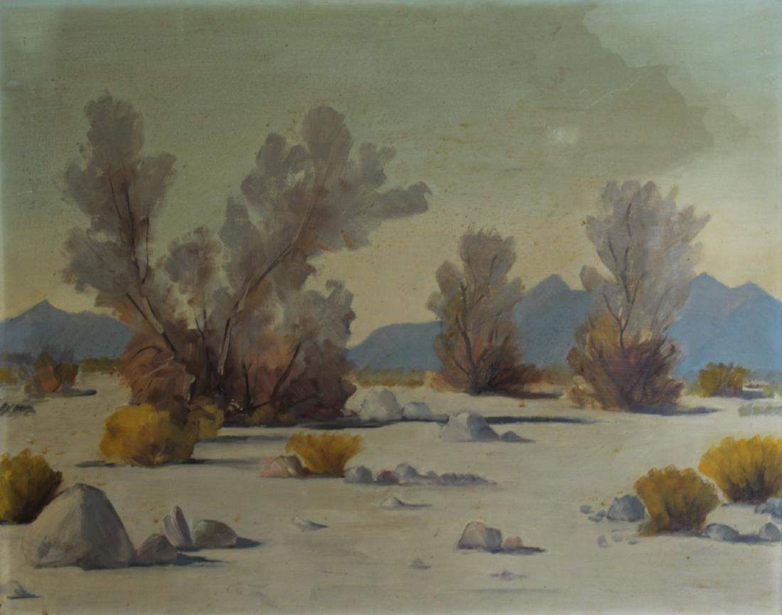 UNSIGNED. Oil on Board Desert Scene. (1 of 3)