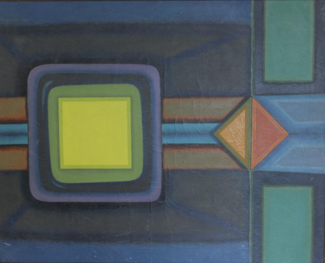 ILLEGIBLY SIGNED. Abstract Oil on Canvas. (1 of 4)