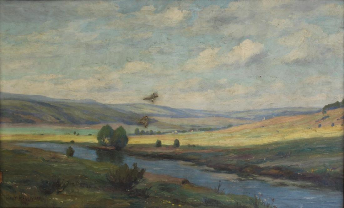 HANS HAULWURF. Oil on Canvas River Landscape. (1 of 5)